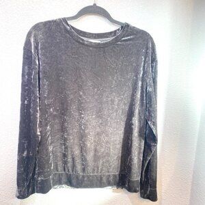 H&M Crushed Grey Velvet Long Sleeve Pull-Over Top/Sweater - SiZE SMALL
